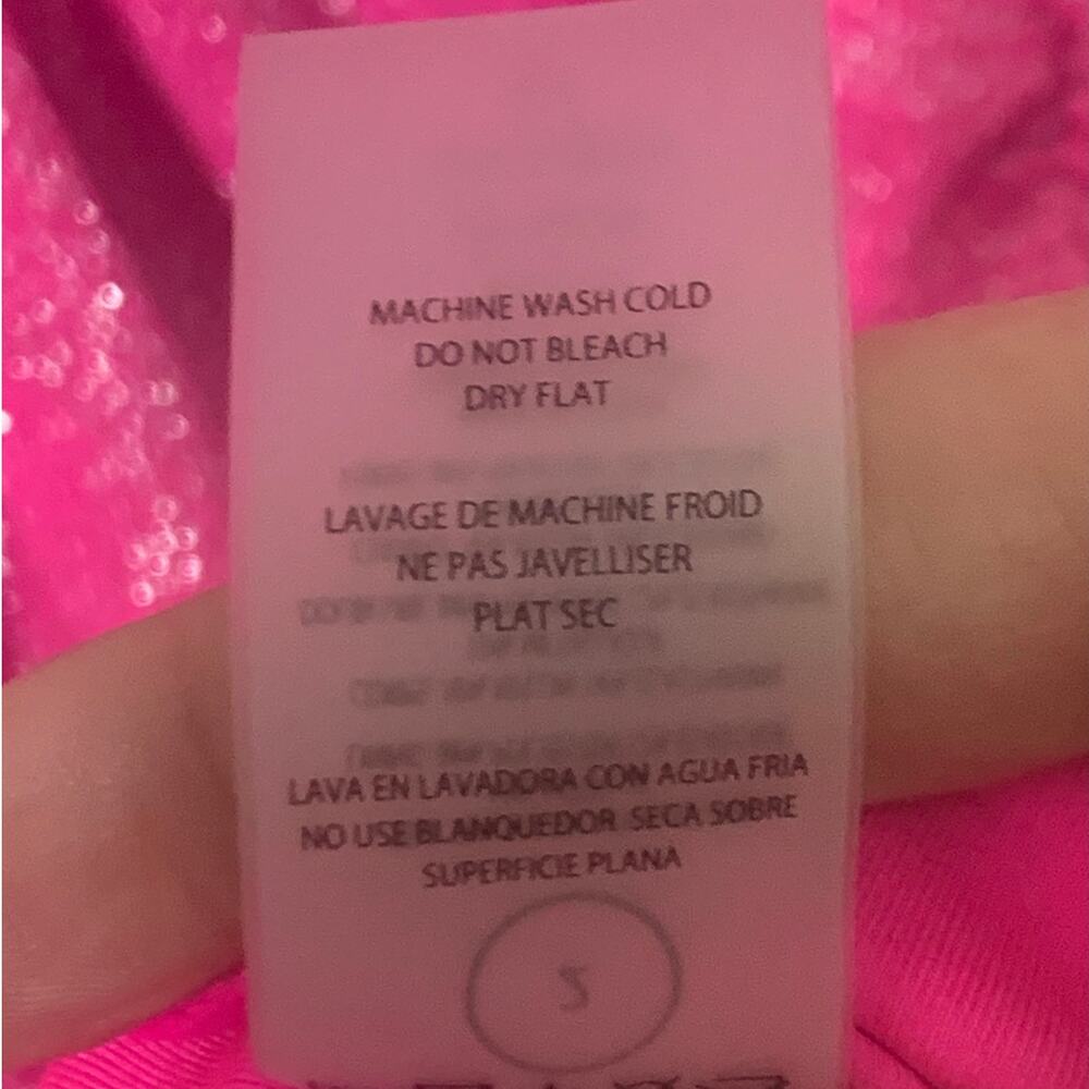 Good American Hot Pink Metallic Sparkle Ruched Stretch Mini Dress‎  sz 2/Med - Picture 4 of 9